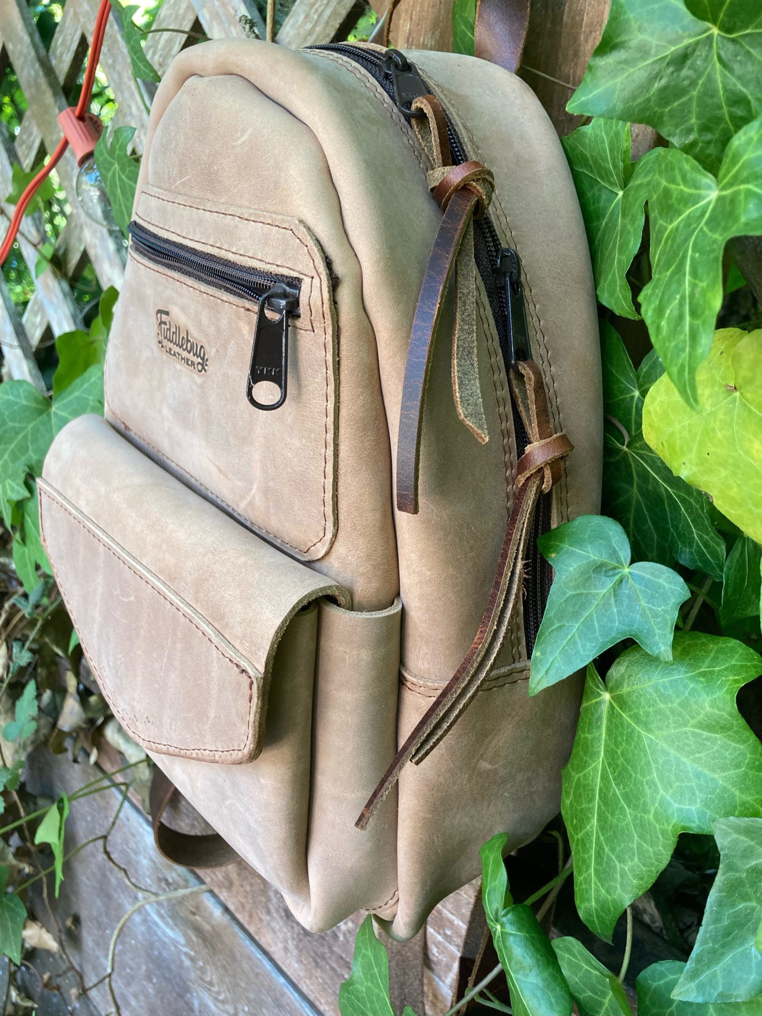 handmade leather backpack