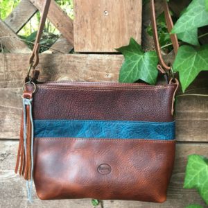 (Sold out) Brown and dark Teal leather bag
