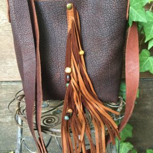 (sold)Brick/brown bison leather bag