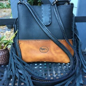 (sold) Black and brown leather fringe bag