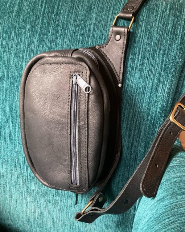 Black leather hip pack