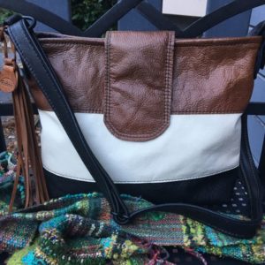 (sold) Brown, cream and black shoulder bag