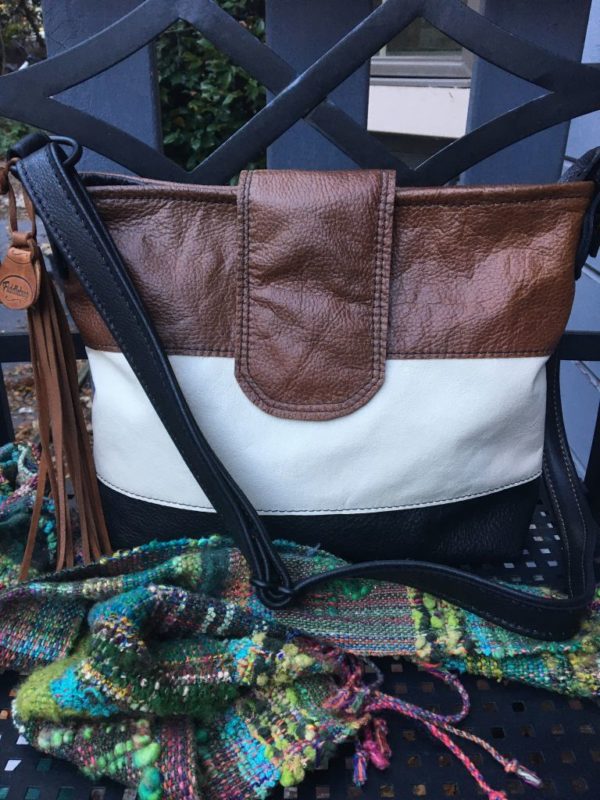 (sold) Brown, cream and black shoulder bag