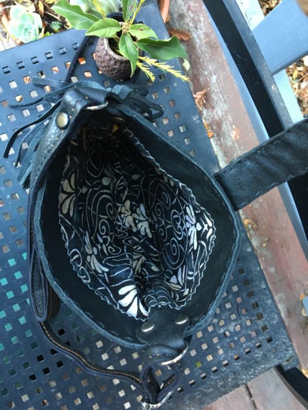 (sold) Black and brown leather fringe bag - Image 2