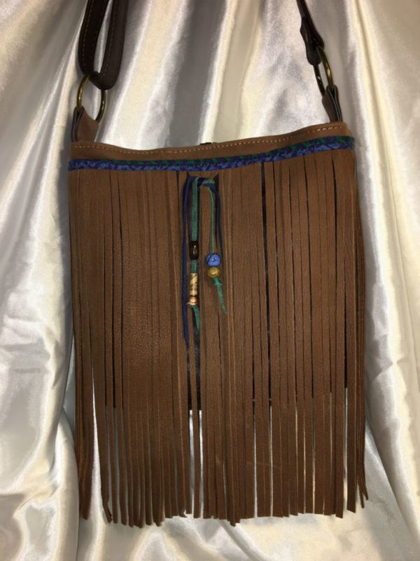 Brown Repurposed Leather Fringed Bag