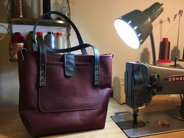 Sold-“Merlot" Leather Tote - Image 5
