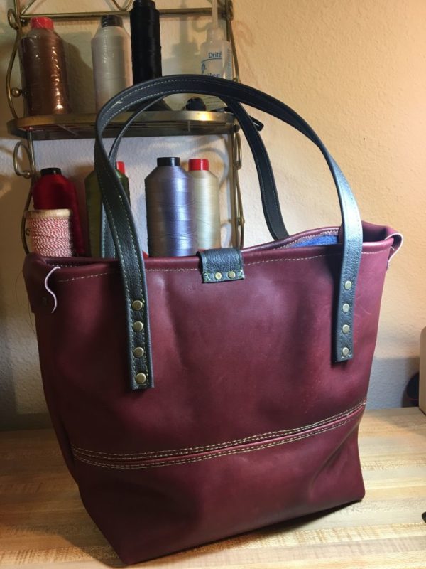 Sold-“Merlot" Leather Tote - Image 4