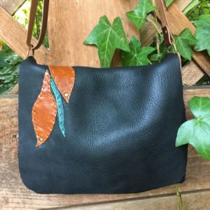 (sold)Black Buckskin leather crossbody
