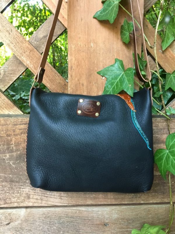 (sold)Black Buckskin leather crossbody - Image 3