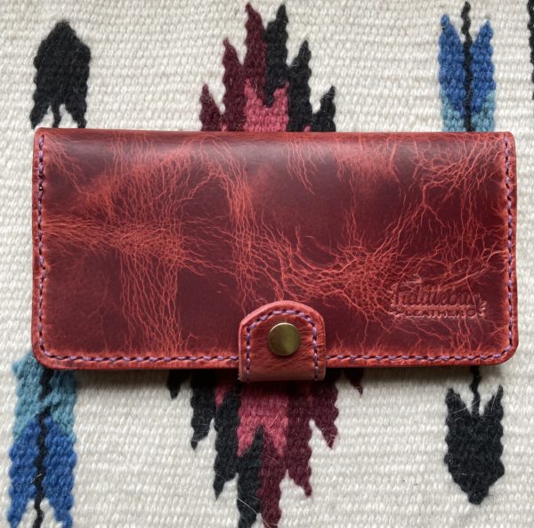 Italian Deep Pink leather long wallet