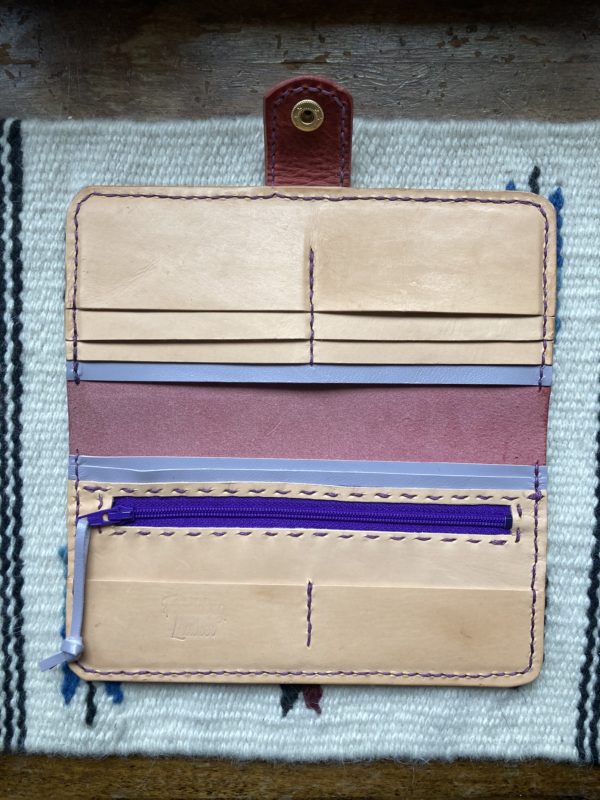 Italian Deep Pink leather long wallet - Image 3