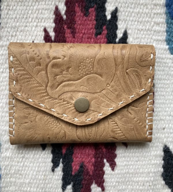 Tan embossed leather wallet