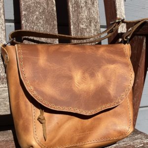 Golden Italian leather satchel