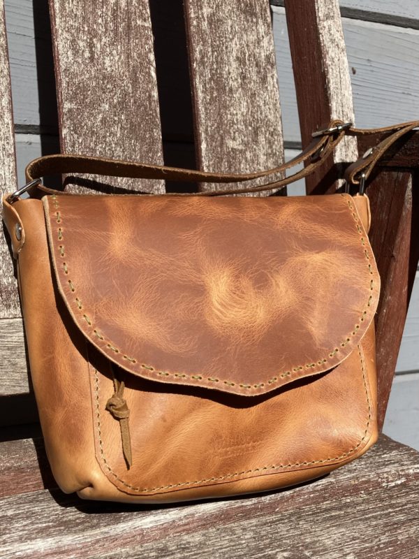 Golden Italian leather satchel
