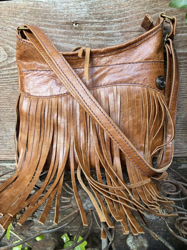 Brown leather fringe