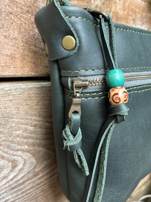 Forest Green leather crossbody - Image 4
