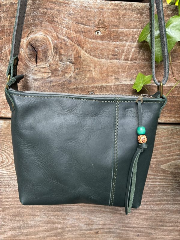 Forest Green leather crossbody - Image 3