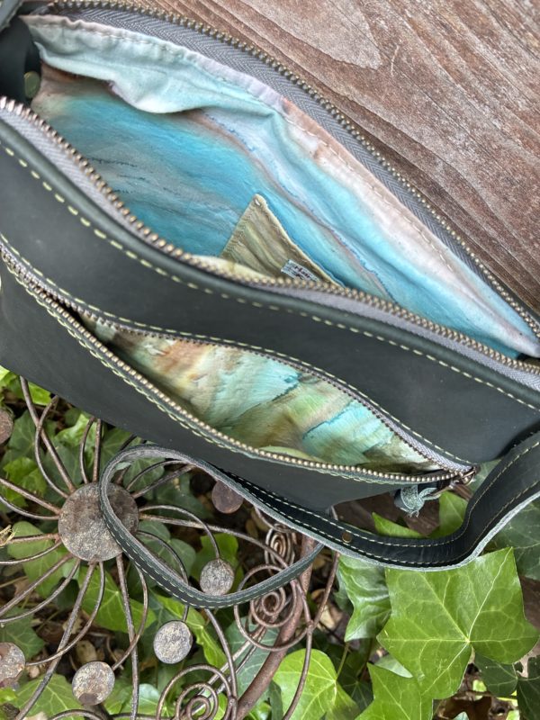 Forest Green leather crossbody - Image 2
