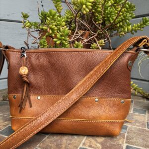 Cognac and Whiskey brown leather bag
