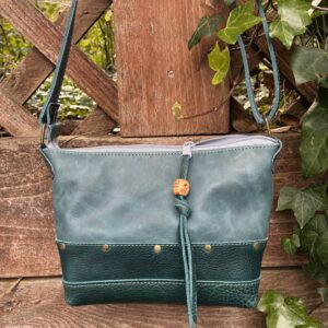 Two toned teal leather bag