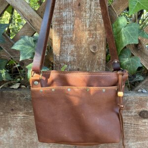 Whiskey brown leather crossbody