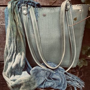 Light aqua leather Crown Tote