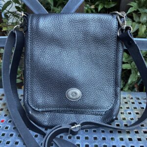 Black leather cell pouch