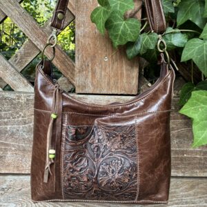 Dark brown leather shoulder bag