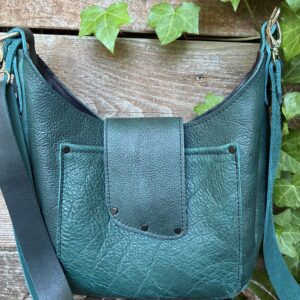 Teal leather hobo bag